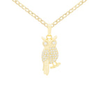 Smart Owl Cubic Zirconia Pendant With Necklace Set 14K Gold Filled