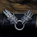 Vikings Wolf Charm Stainless Steel Bracelet