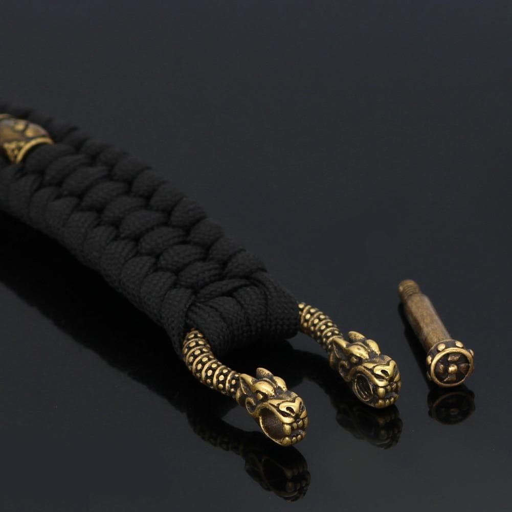 Vikings Mjolnir Stainless Steel Black Paracord Bracelet