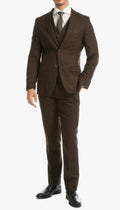 Bradford Cognac Slim Fit 3 Piece Tweed Suit Notch