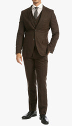 Bradford Cognac Slim Fit 3 Piece Tweed Suit Notch