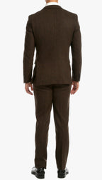 Bradford Cognac Slim Fit 3 Piece Tweed Suit Notch