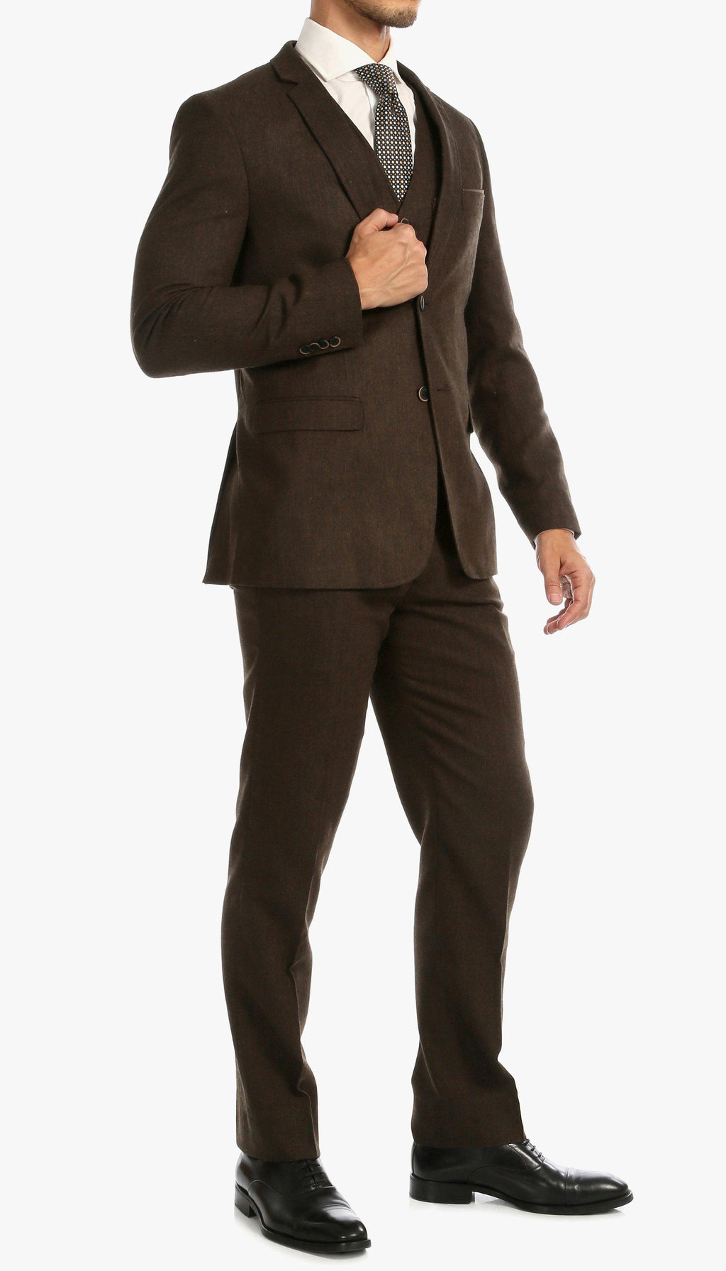 Bradford Cognac Slim Fit 3 Piece Tweed Suit Notch