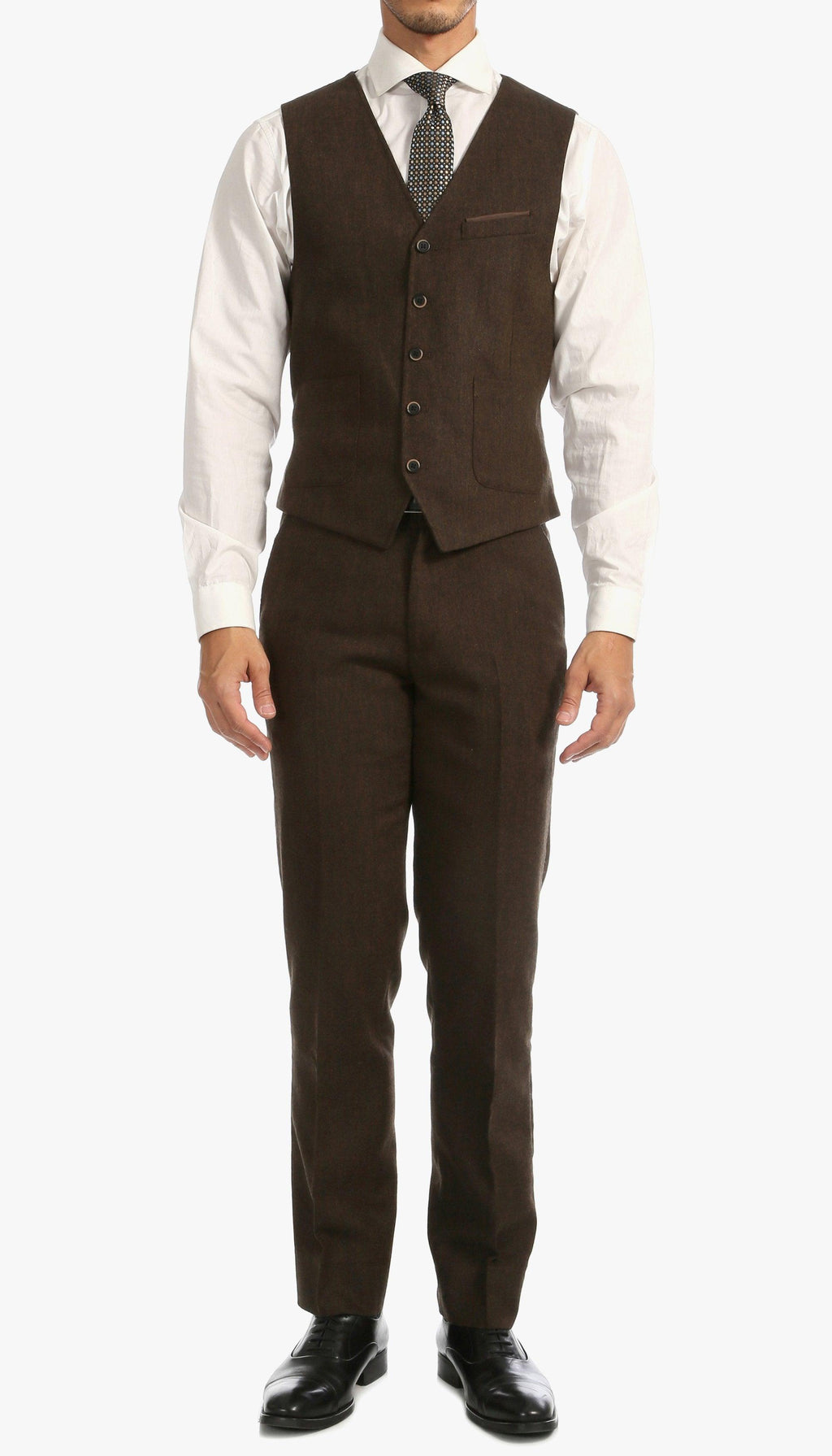 Bradford Cognac Slim Fit 3 Piece Tweed Suit Notch