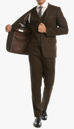 Bradford Cognac Slim Fit 3 Piece Tweed Suit Notch