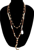 Brown Pearl and Hematite Layered Necklace