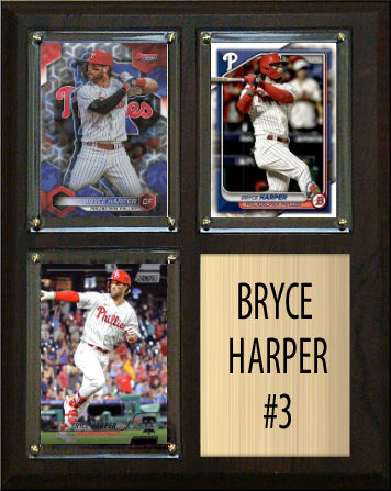 Bryce Harper 34 3 Card Plaque Topps Bowman 2025 2026 Philadelphia Phillies