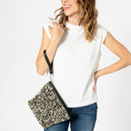 Julia - Black and White Zip Top Clutch