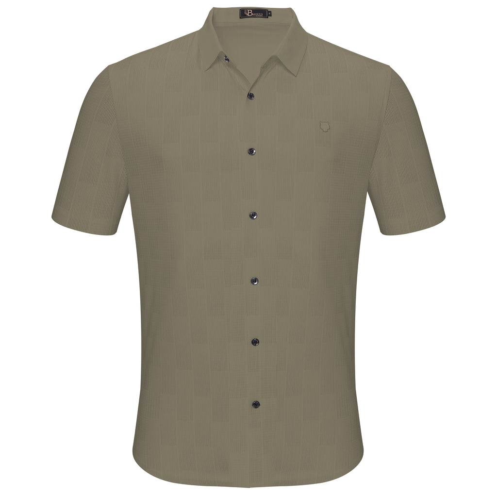 Barocco Command Chic Men's Short Sleeve Shirt - Khaki