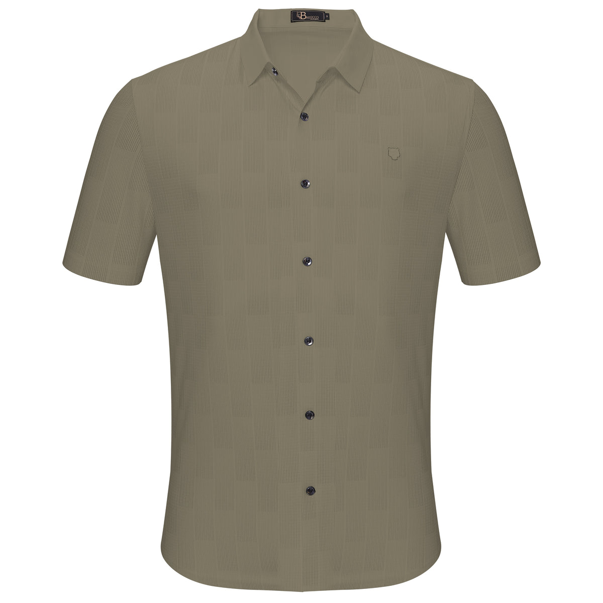 Barocco Command Chic Men's Short Sleeve Shirt - Khaki