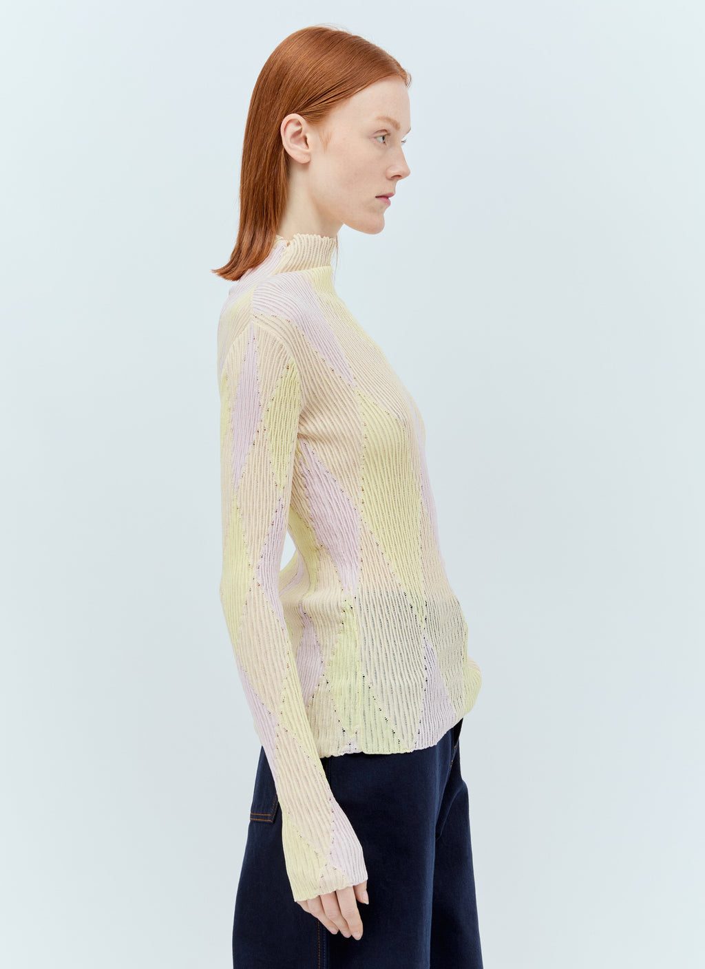 Burberry Women Argyle High-Neck Sweater