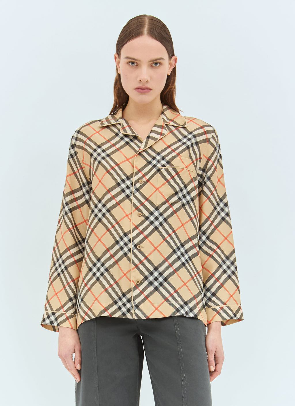 Burberry Women Check Silk Pyjama Shirt