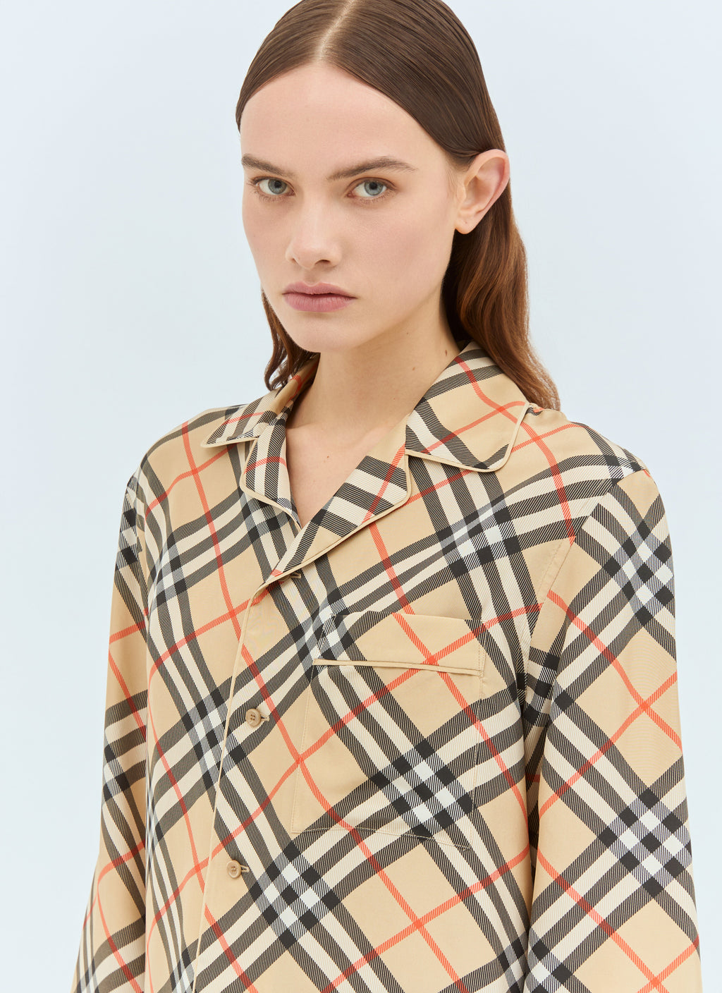 Burberry Women Check Silk Pyjama Shirt