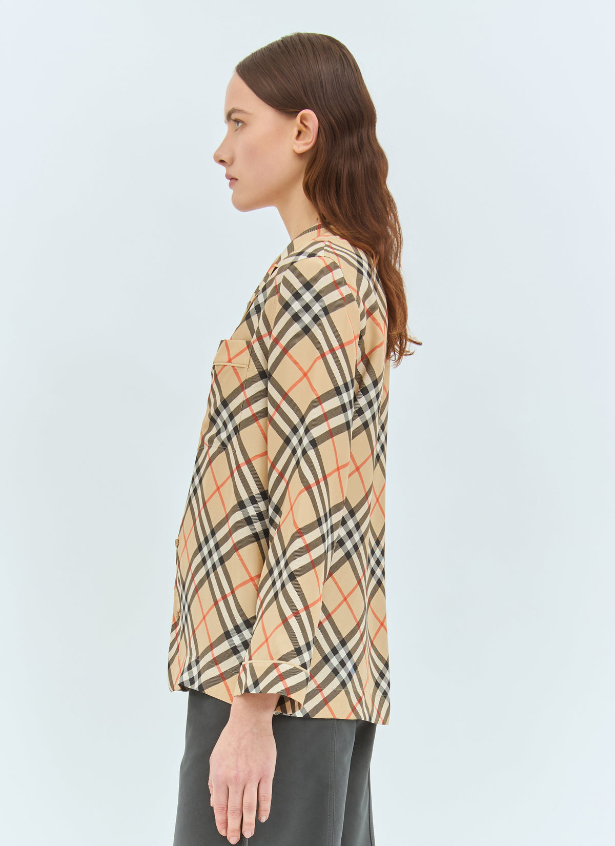 Burberry Women Check Silk Pyjama Shirt