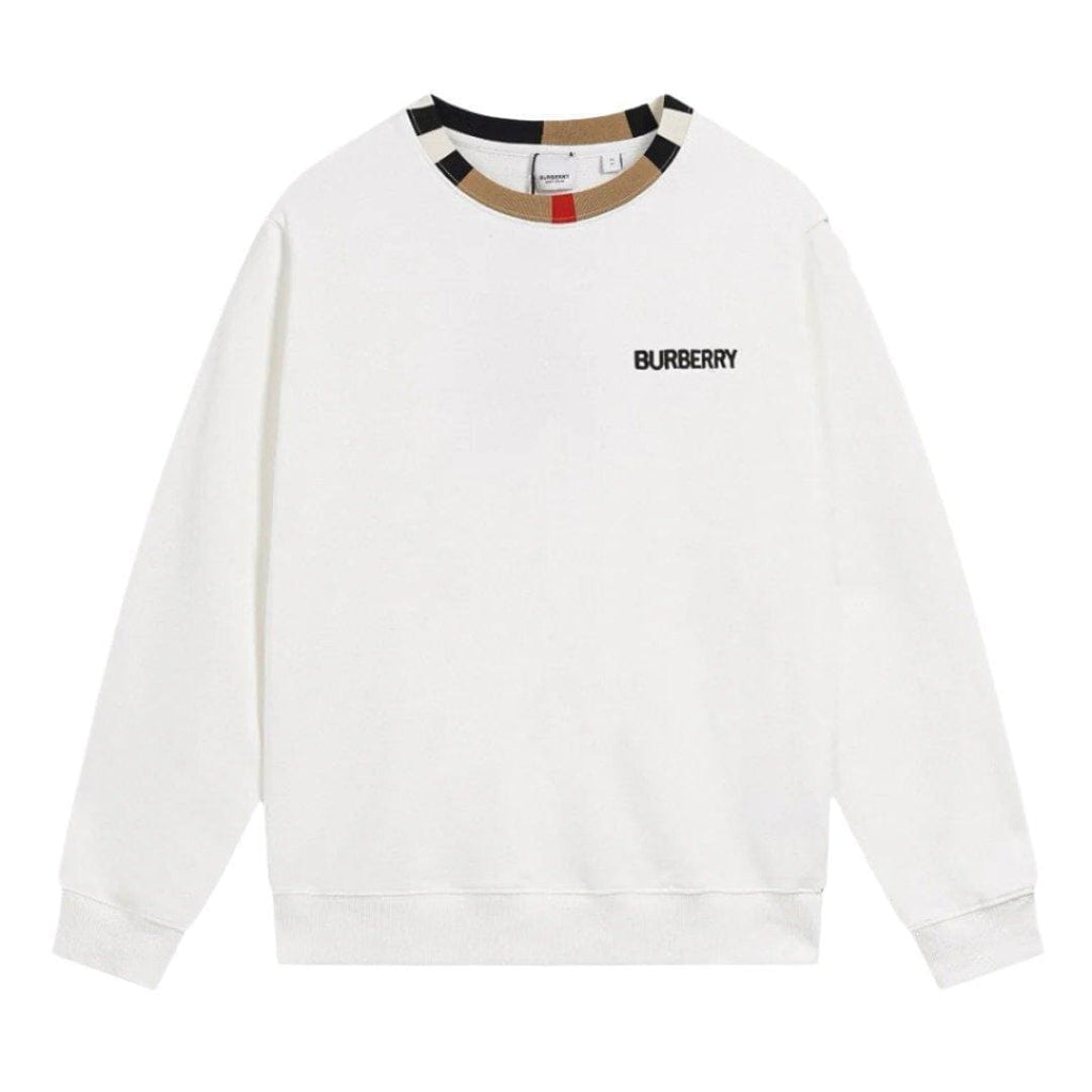 BURBERRY JARRAD WHITE COTTON ICON STRIPE COLLAR RED LOGO SWEATER