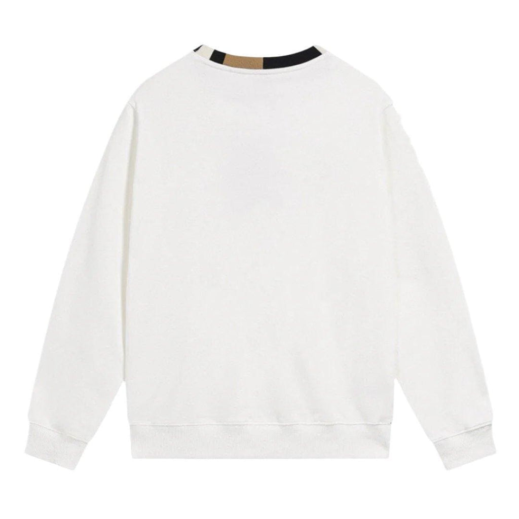 BURBERRY JARRAD WHITE COTTON ICON STRIPE COLLAR RED LOGO SWEATER