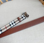 Burberry TB Belt: E-Canvas & Leather Vintage Check Monogram Buckle