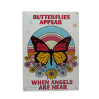 Metal Tin Sign "Butterflies Appear when Angels Appear" 🦋 Bedroom Wall Decor #DN