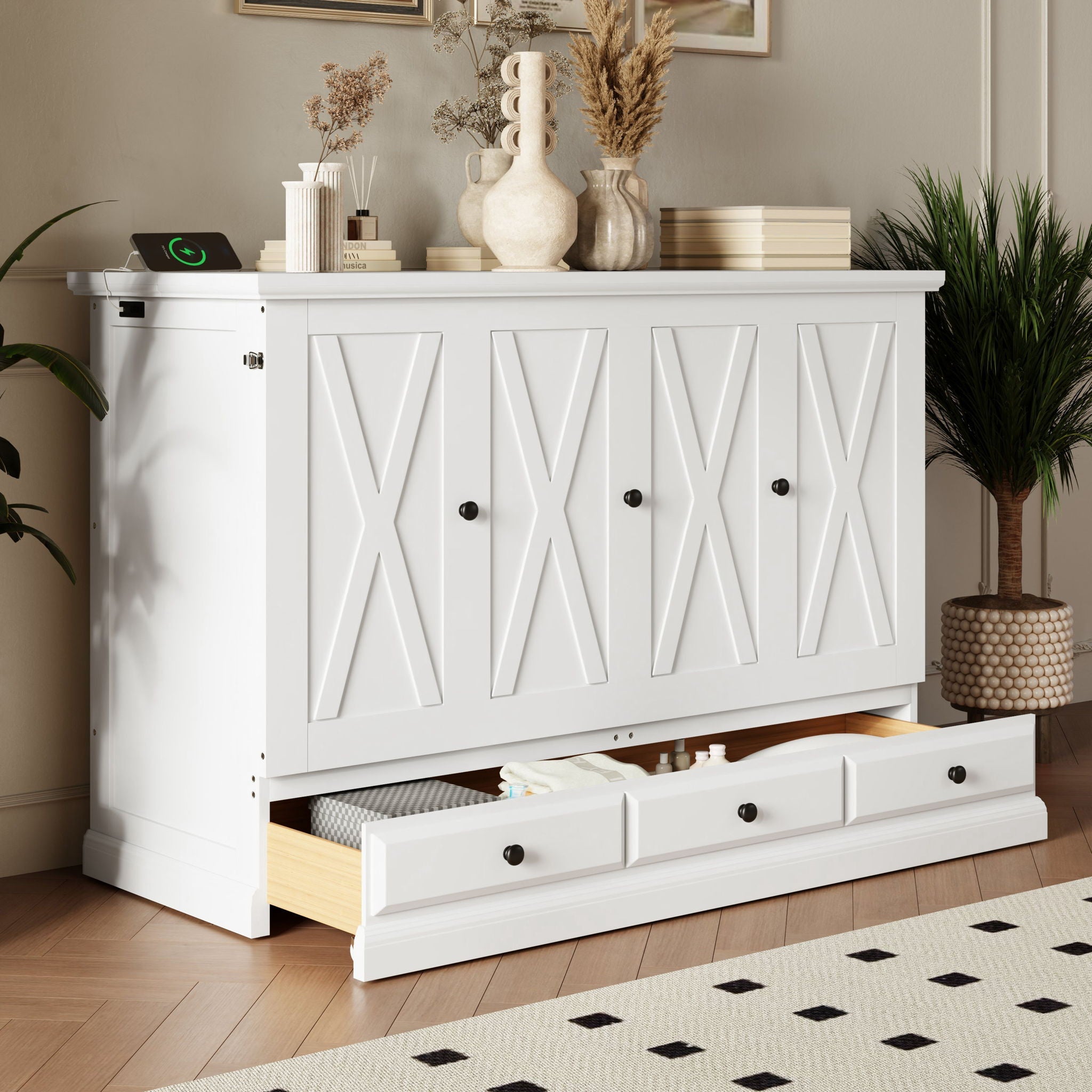 Solid Pine Murphy Bed Chest Cube Cabinet Bed