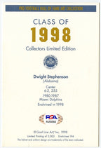 Dwight Stephenson Signed Goal Line  GLAC Postcard w/HOF Dolphins PSA/DNA 160327