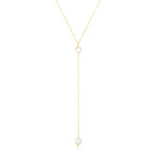 14k Yellow Gold Lariat Necklace with Pearls