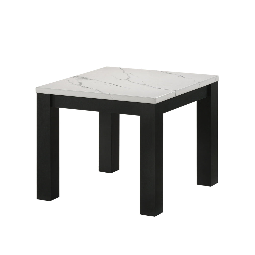 Modern 3 Piece Living Room Table Set With Faux Marble Top - Black / White