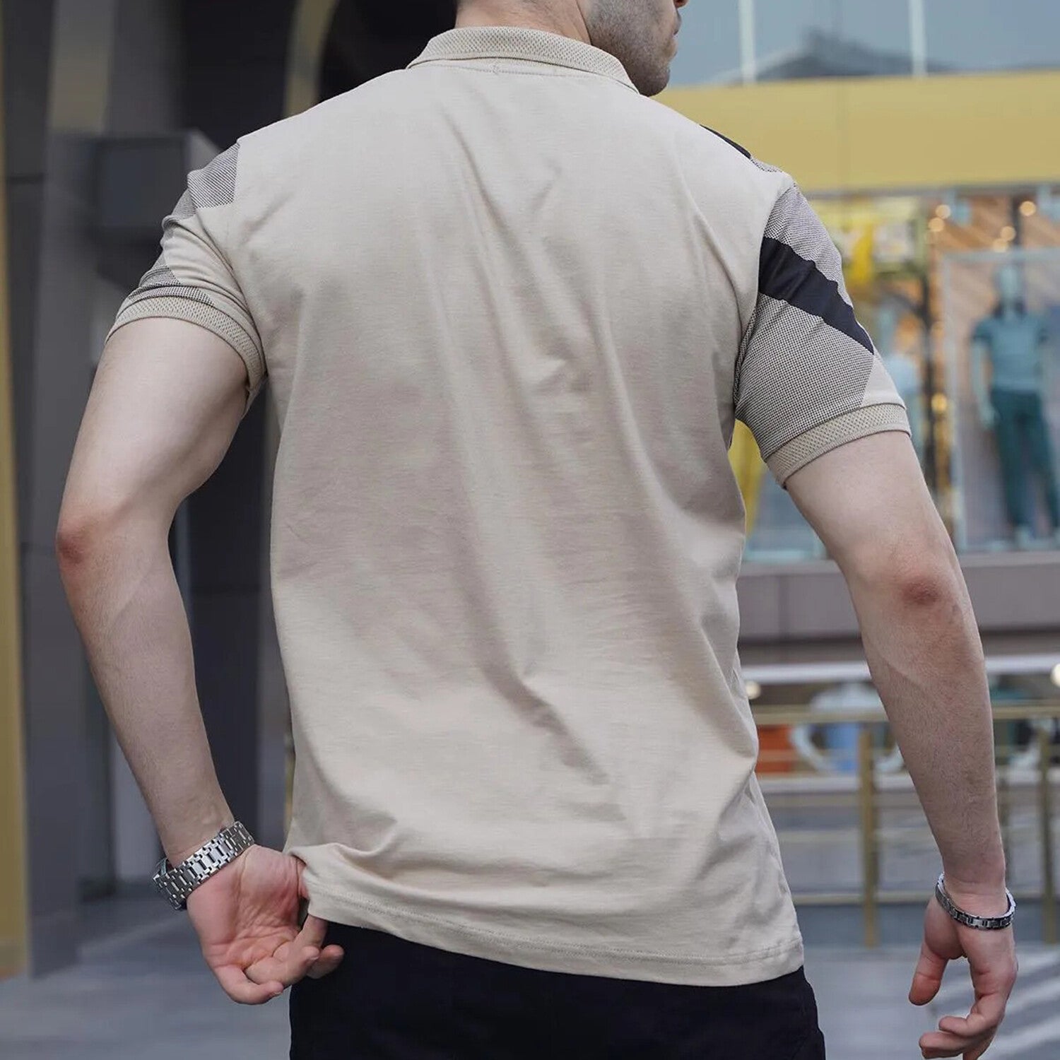 Patterned Polo// Beige