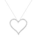 .925 Sterling Silver 3.0 cttw Round-Cut Diamond Open Heart Pendant Necklace (I-J Color, I2-I3 Clarity) - 18"