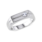 0.3 TGW White Sapphire Bezel Ring // Sterling Silver