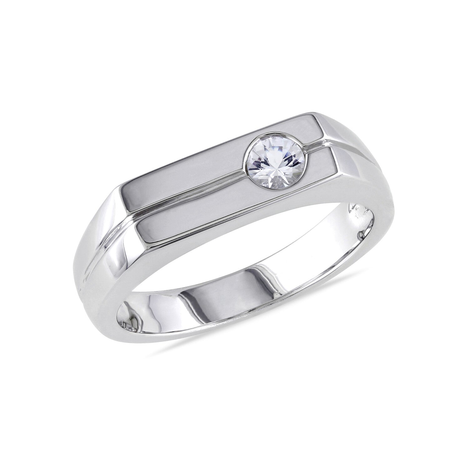 0.3 TGW White Sapphire Bezel Ring // Sterling Silver