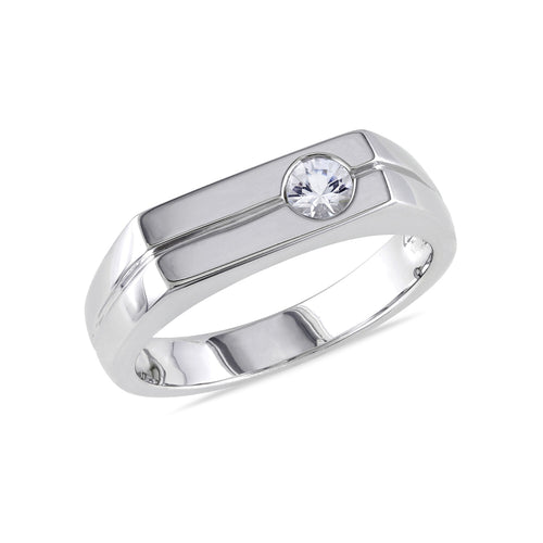 0.3 TGW White Sapphire Bezel Ring // Sterling Silver