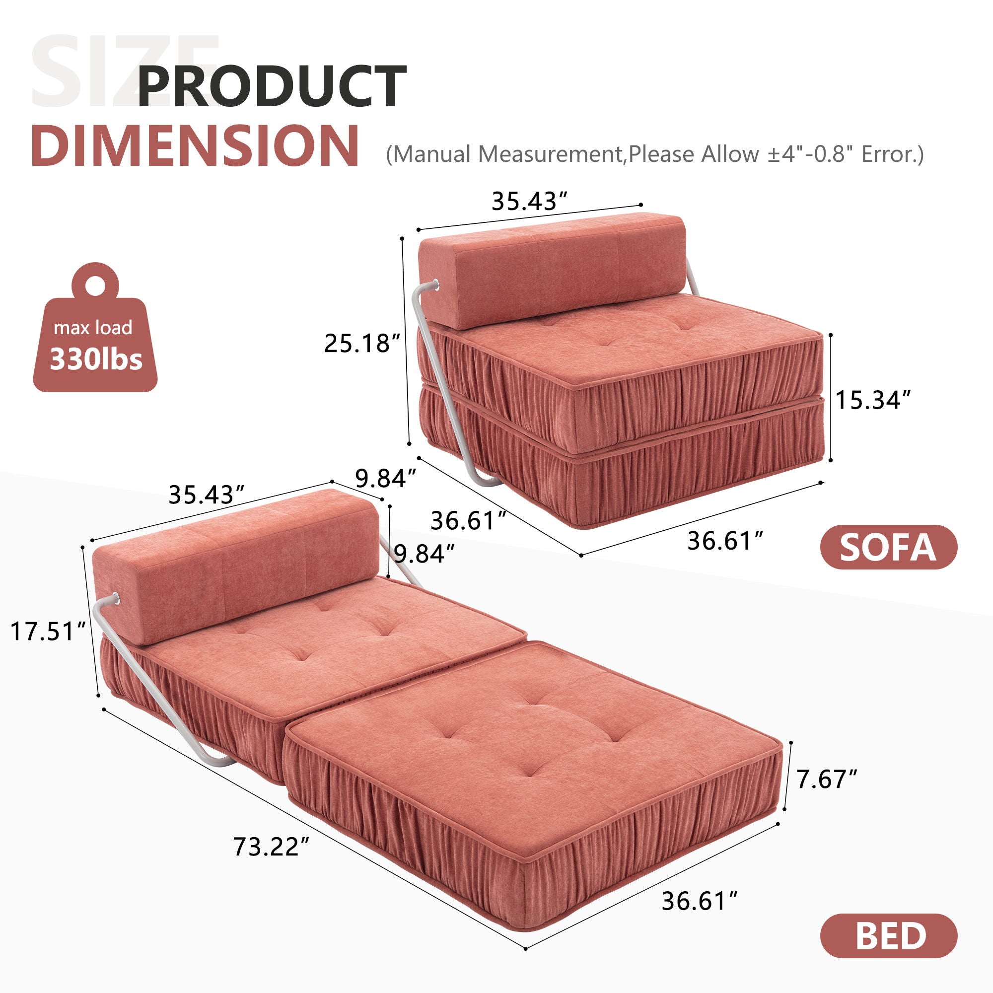 Folding Sofa With Removable Back Cushion