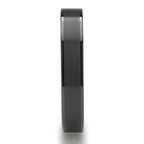 OLIVIA Women’s Flat Black Ceramic Ring with Brushed Center and Polished Edges - 4mm