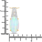 7.57 Carat Genuine Ethiopian Opal and White Diamond 14K Yellow Gold Pendant
