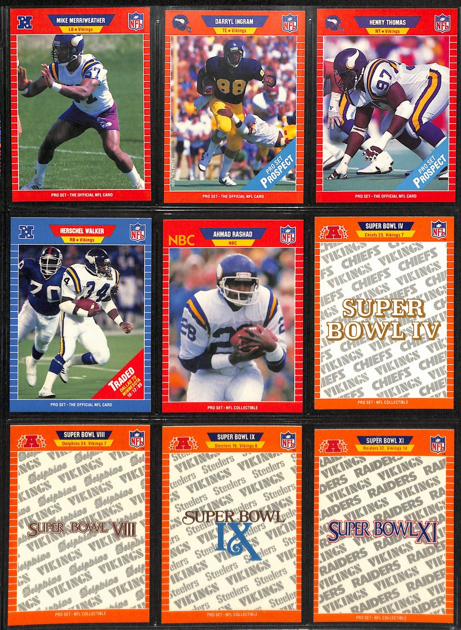 1989 Pro Set Football Minnesota Vikings  Complete Team Set 27/27 Cards 189280