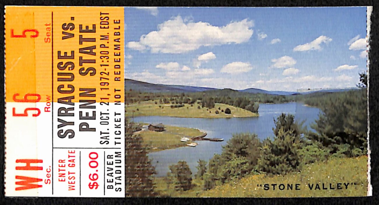 October 31, 1972 Syracuse  vs. Penn State College Football  Ticket Stub 189879