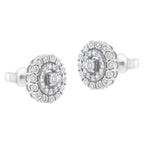 10KT White Gold 1/2 cttw Double Halo Brilliant Round-Cut Diamond Stud Earrings (I-J Clarity, I2-I3 Color)