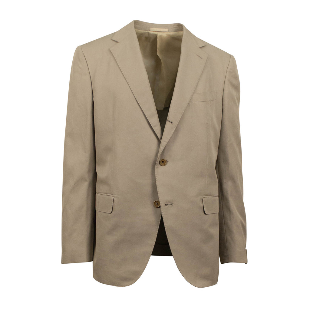 3 Roll 2 Button Trim Fit Cotton Suit // Tan