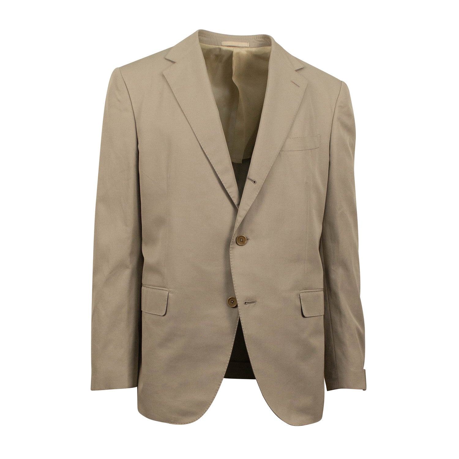 3 Roll 2 Button Trim Fit Cotton Suit // Tan