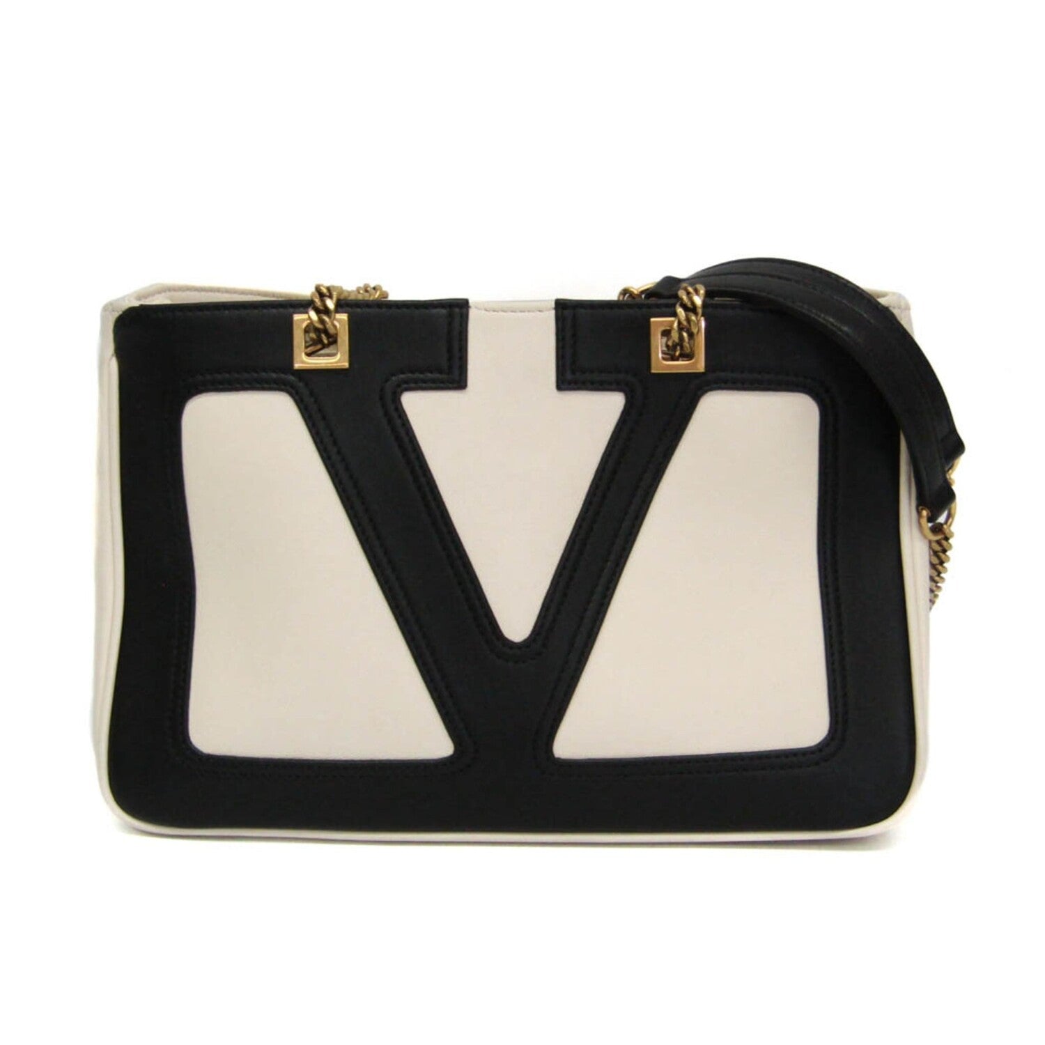 Valentino Garavani // Leather Viva Superstar Nappa Shoulder Bag // Black + Off-White // Pre-Owned