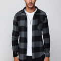 Slim Fit Flap Pocket Checkered Lumberjack Shirt // Black + Grey