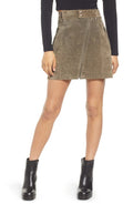 BLANKNYC Zip Suede Miniskirt in Run For It, Size 28