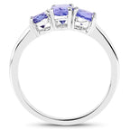 0.90 Carat Genuine Tanzanite .925 Sterling Silver Ring