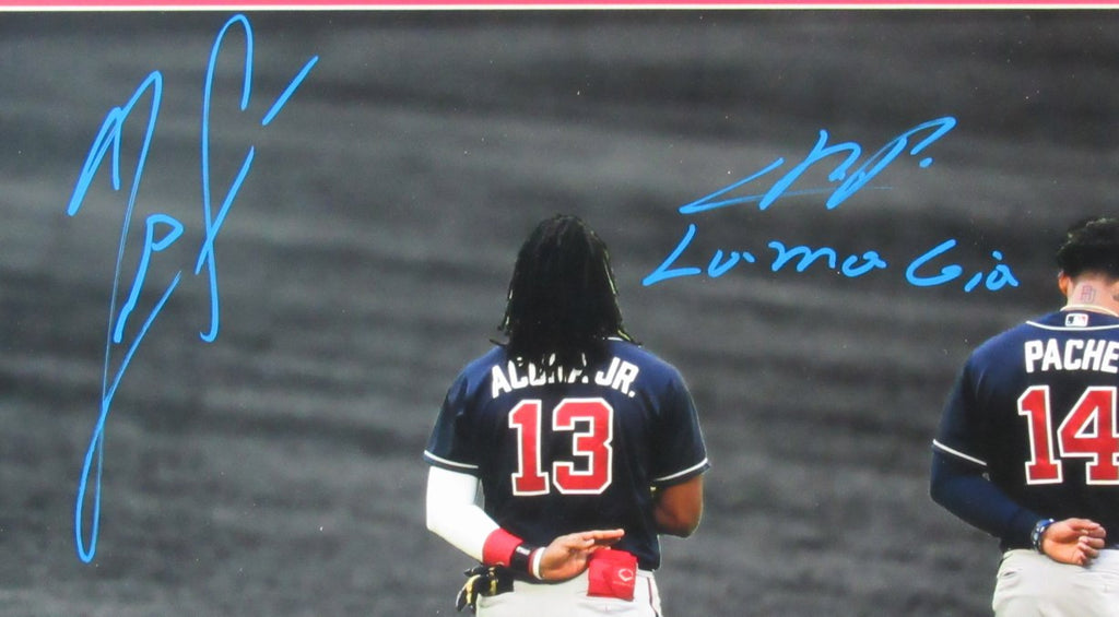 Ronald Acuna Jr./Cristian Pache Dual-Signed 16x20 Photo Braves Framed JSA 183695