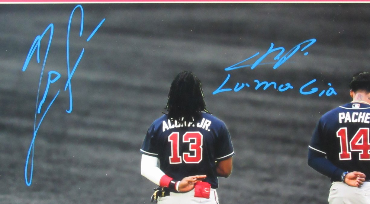 Ronald Acuna Jr./Cristian Pache Dual-Signed 16x20 Photo Braves Framed JSA 183695