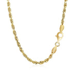 2.75mm 14k Yellow Gold Solid Diamond Cut Rope Chain