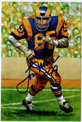 Tom Mack Signed/Auto Goal Line Art GLAC Postcard w/HOF Rams PSA/DNA 160287