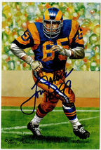 Tom Mack Signed/Auto Goal Line Art GLAC Postcard w/HOF Rams PSA/DNA 160287