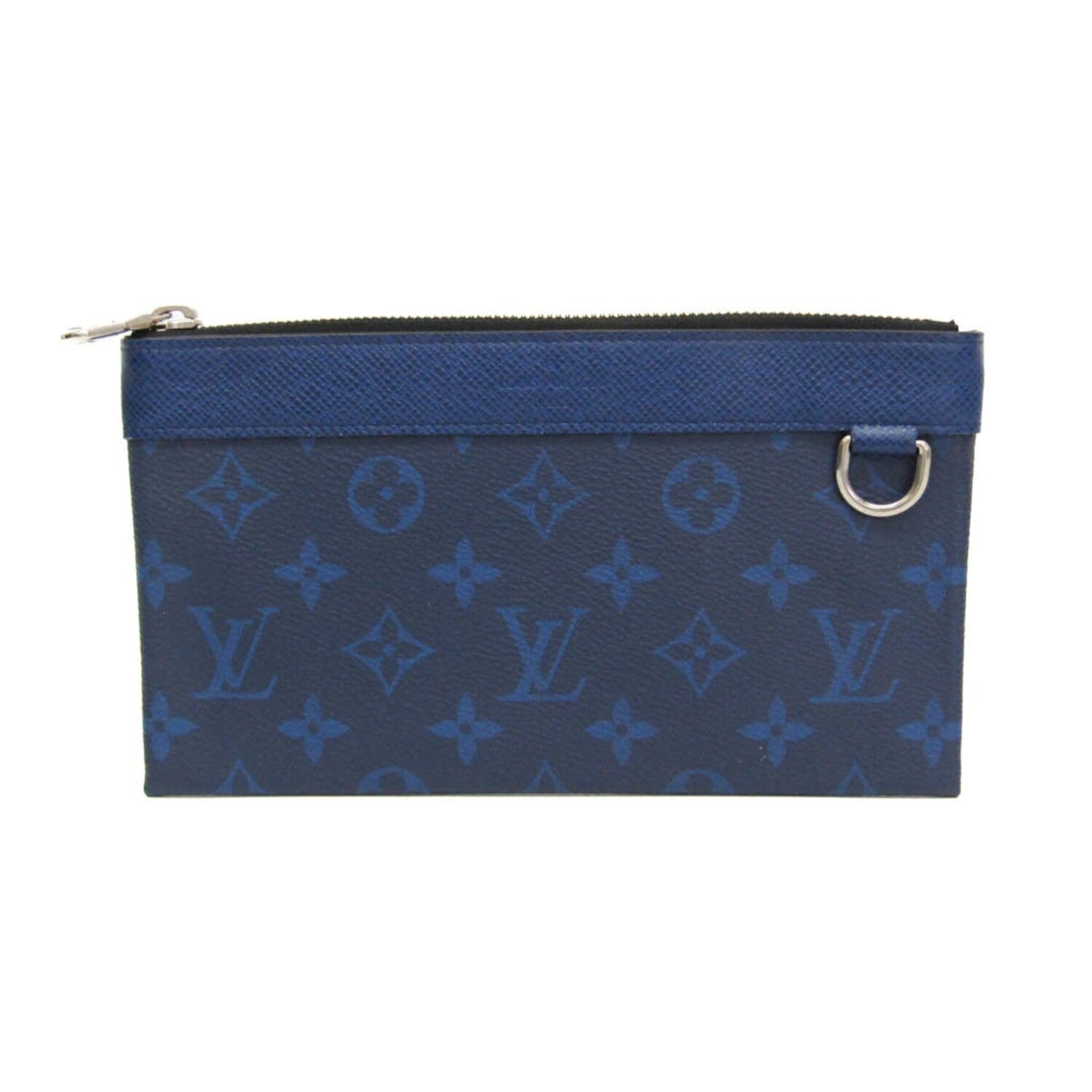 Louis Vuitton // Monogram-Coated Canvas + Taiga Leather Pochette Discovery Clutch // Cobalt // Pre-Owned