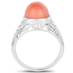 6.00 Carat Genuine Peach Moonstone .925 Sterling Silver Ring